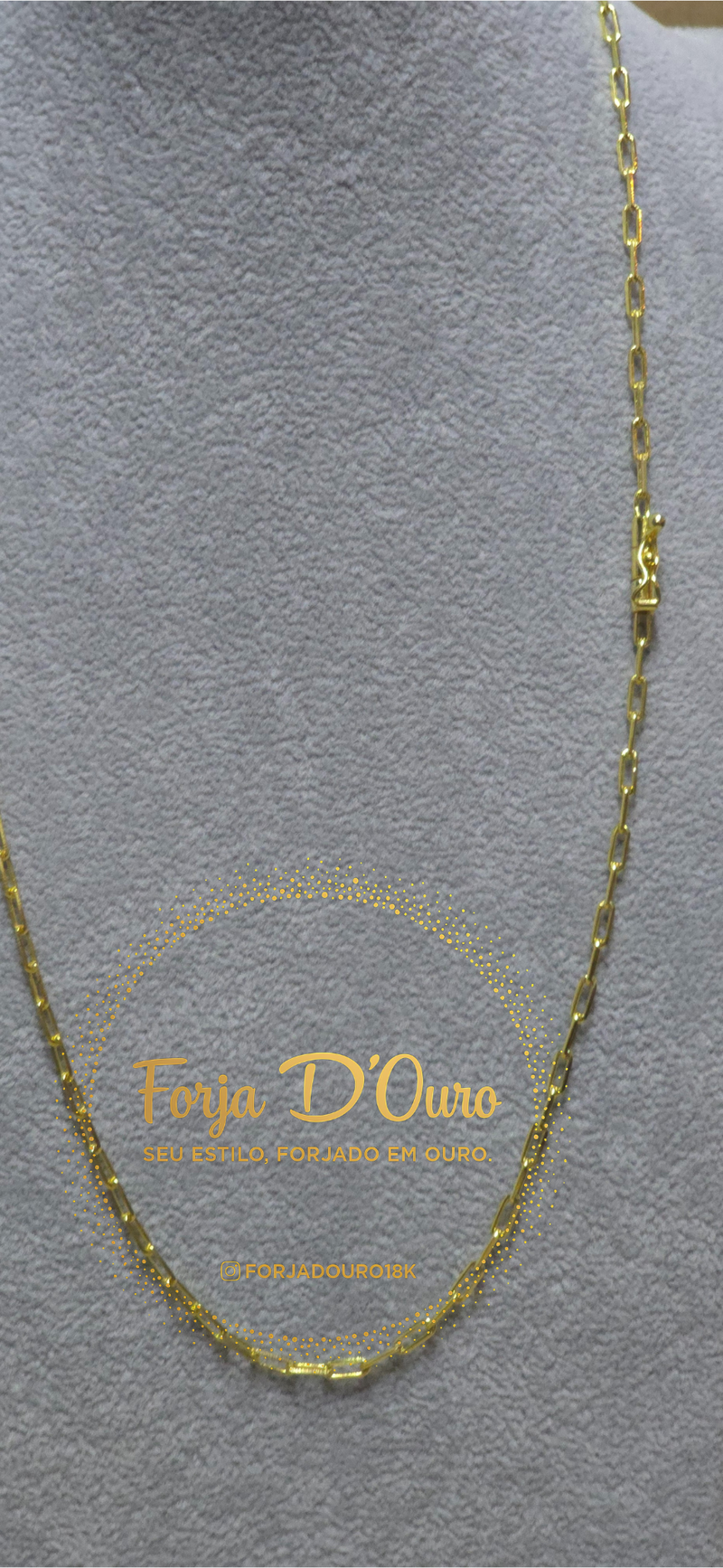 CORRENTE CADEADO LONGO 2MM - BANHADO A OURO 18K